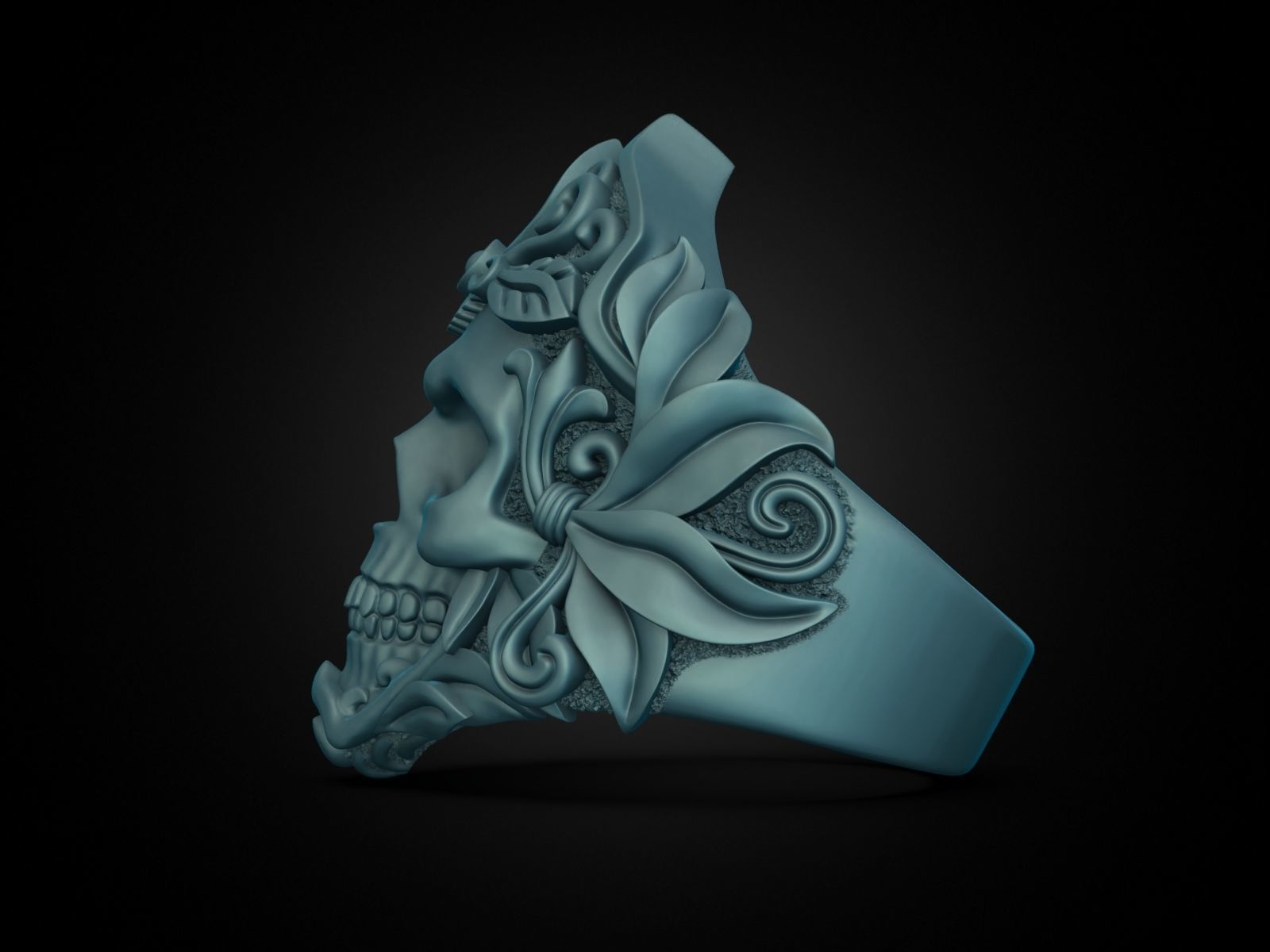 MORIOR INVICTUS Skull Ring 3D print model_30