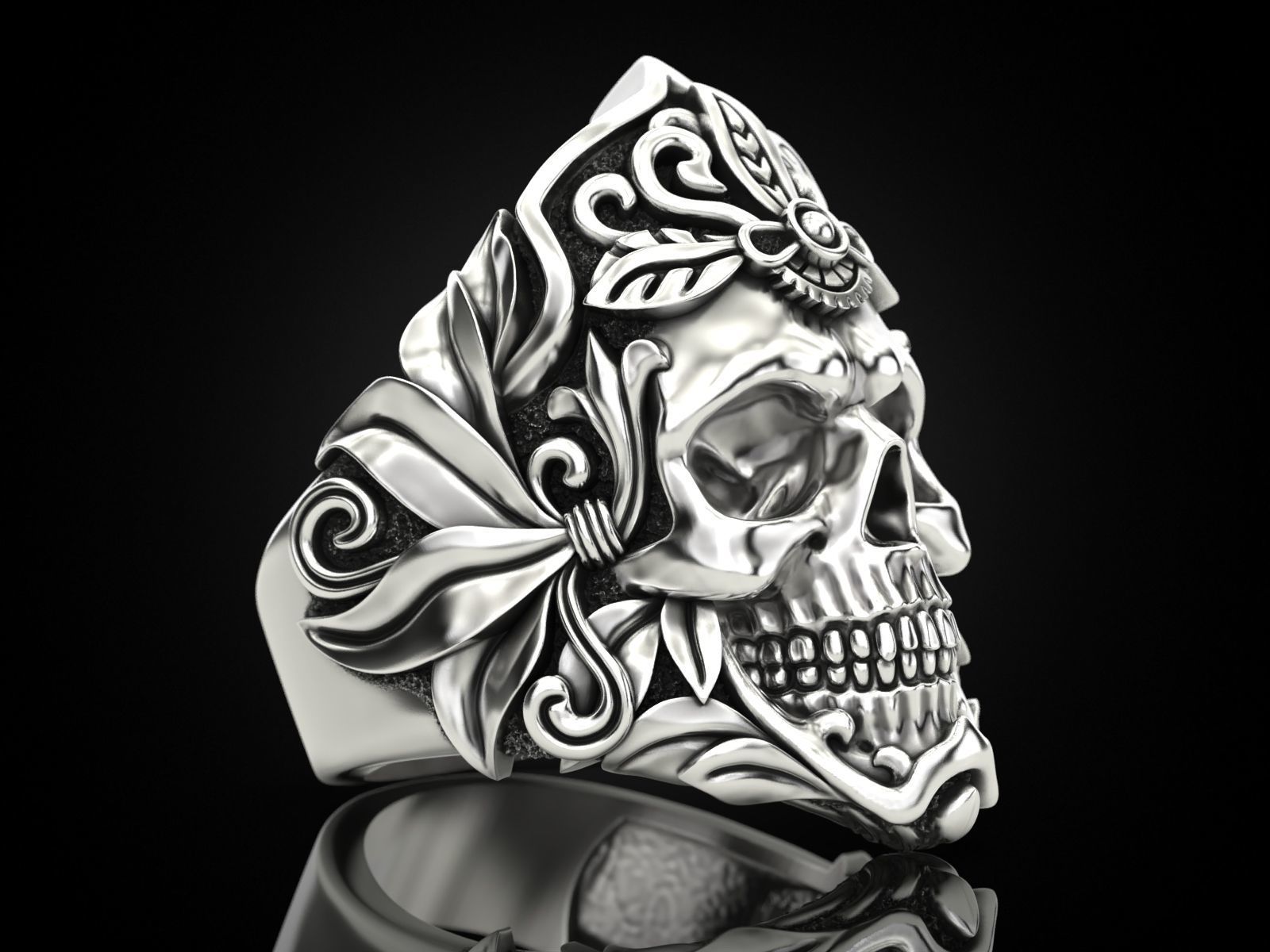 MORIOR INVICTUS Skull Ring 3D print model_14