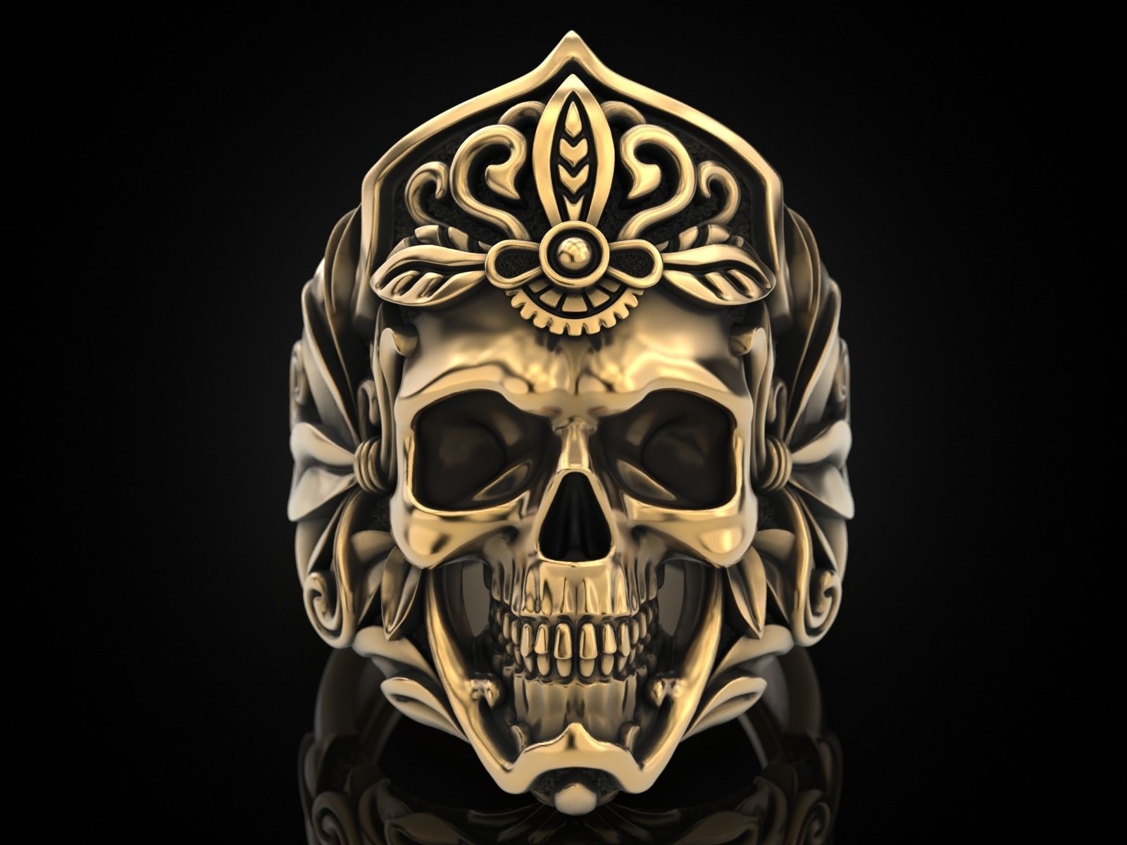 MORIOR INVICTUS Skull Ring 3D print model_8