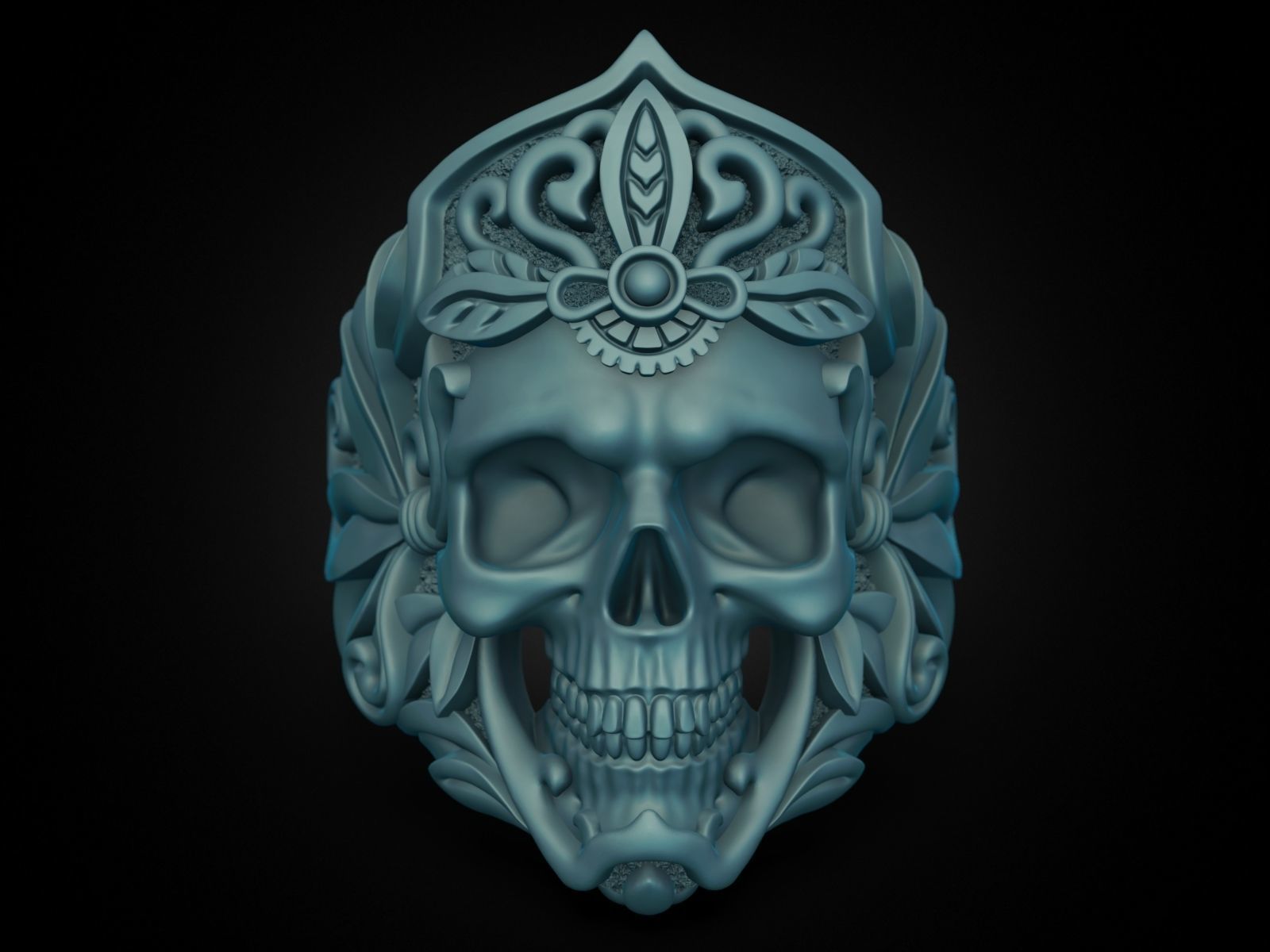 MORIOR INVICTUS Skull Ring 3D print model_26