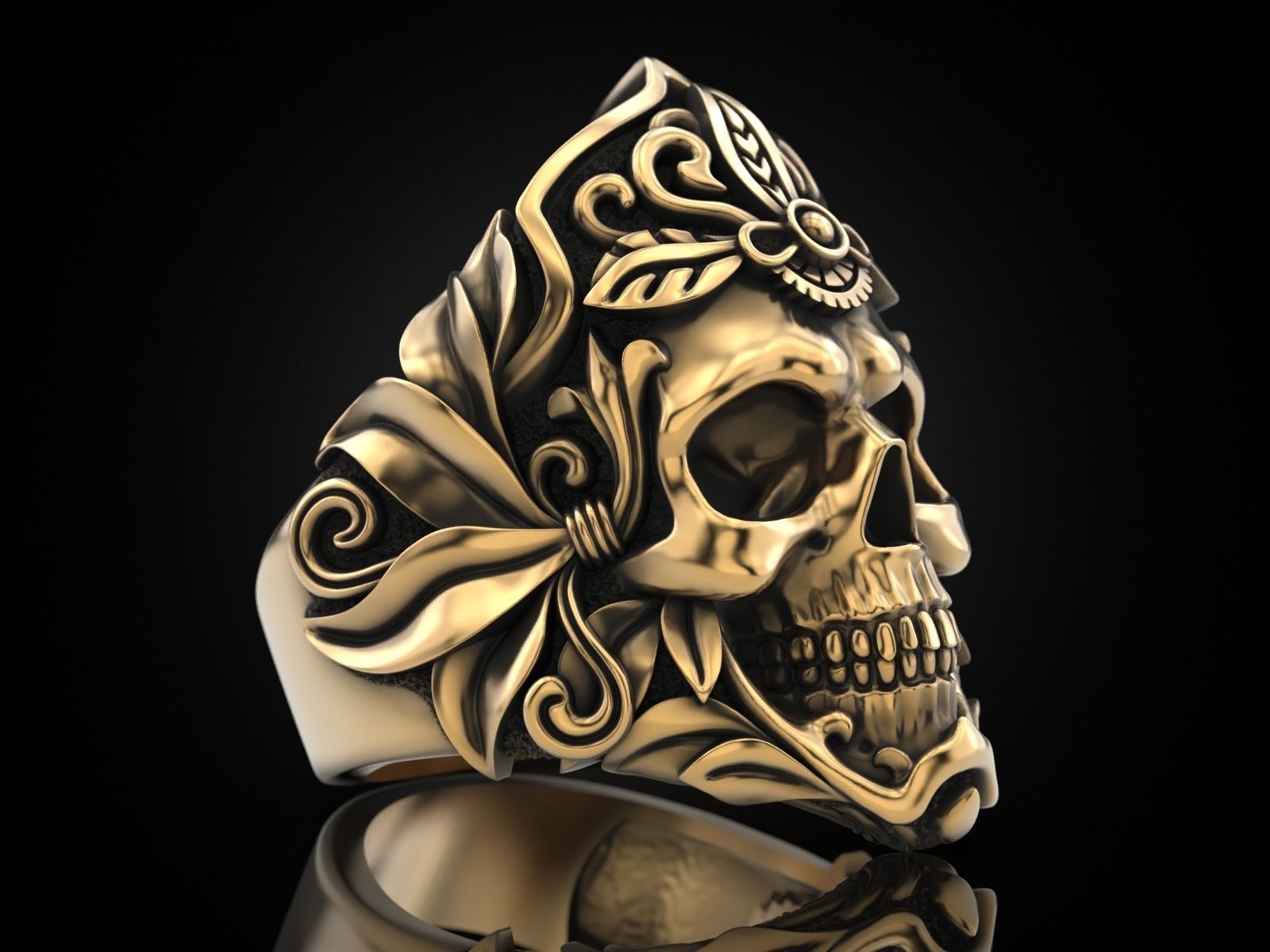 MORIOR INVICTUS Skull Ring 3D print model_3