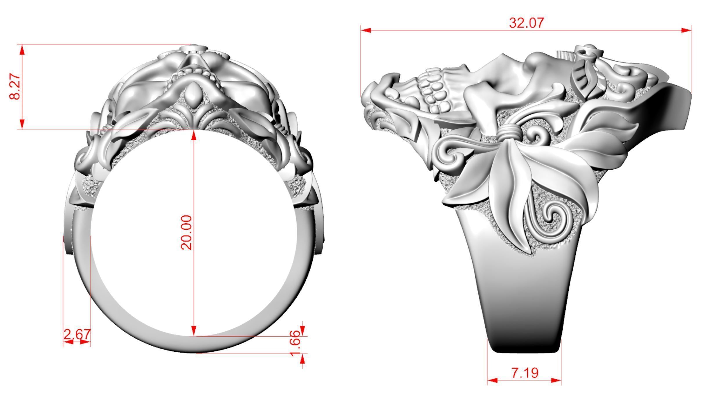MORIOR INVICTUS Skull Ring 3D print model_11