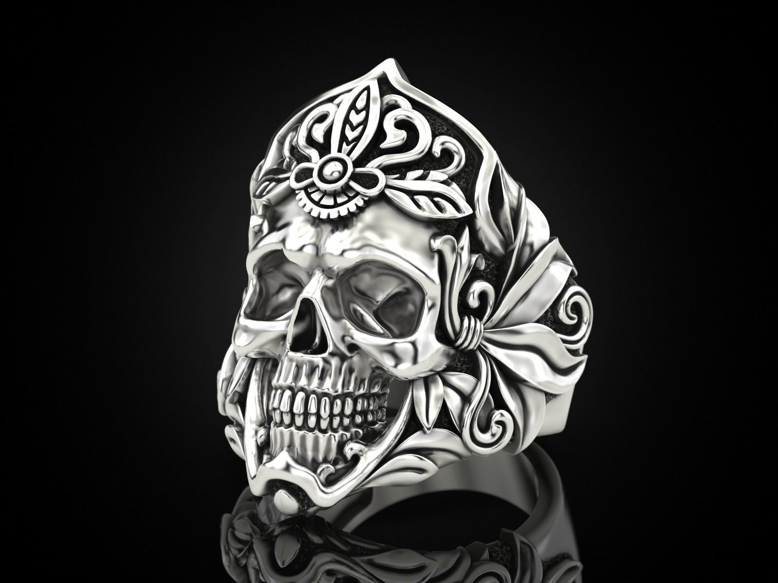 MORIOR INVICTUS Skull Ring 3D print model_16