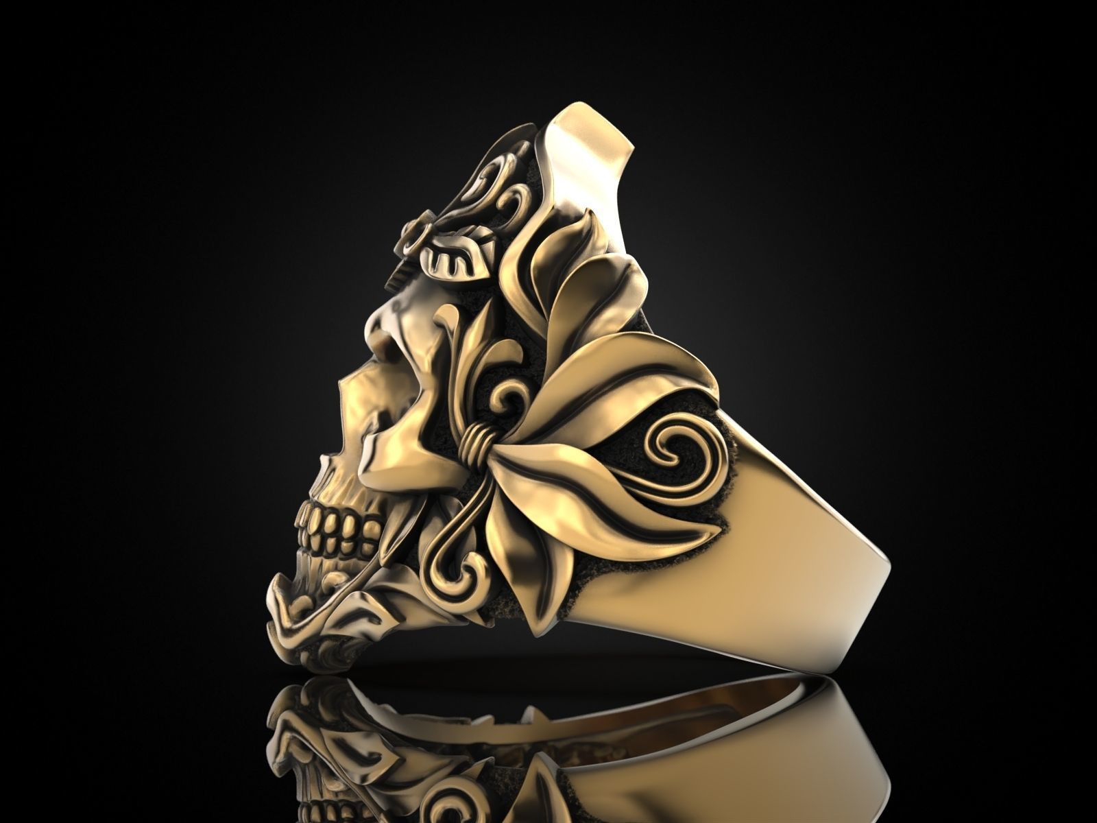 MORIOR INVICTUS Skull Ring 3D print model_7