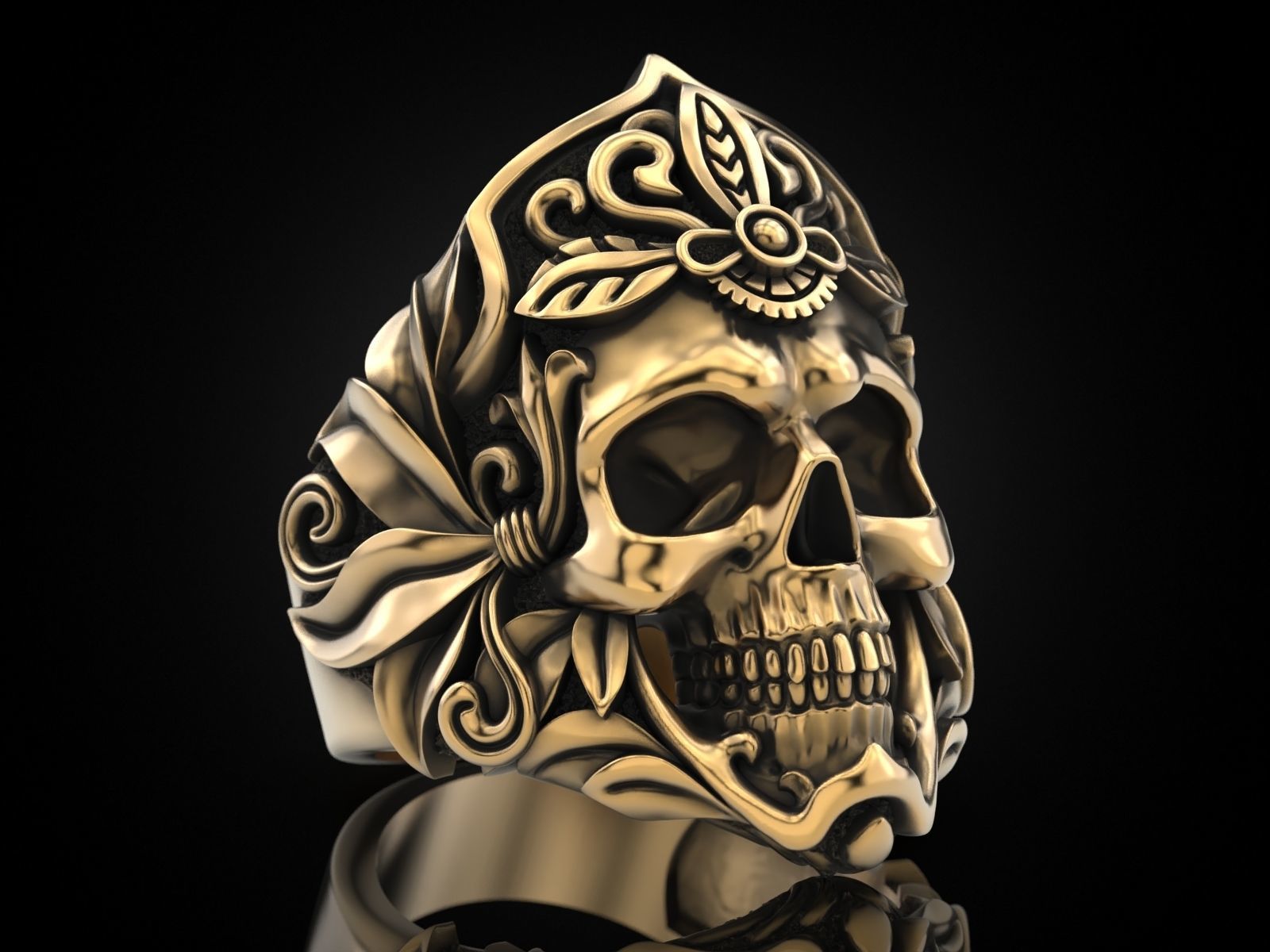 MORIOR INVICTUS Skull Ring 3D print model_2