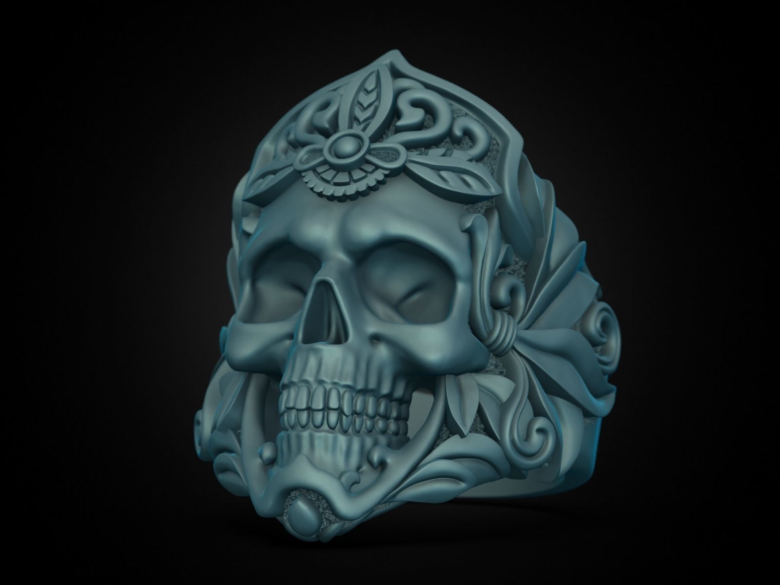 MORIOR INVICTUS Skull Ring 3D print model_22