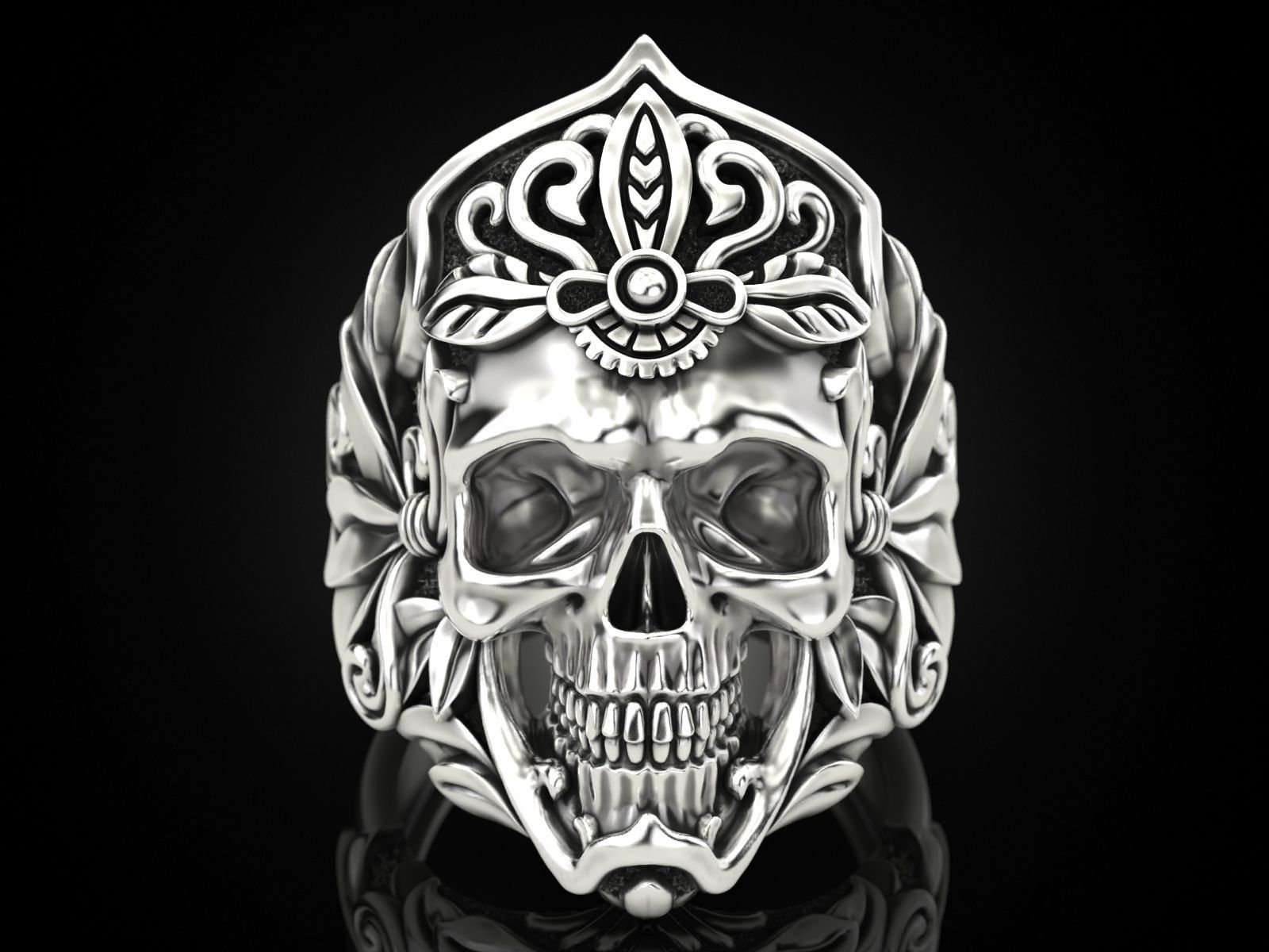 MORIOR INVICTUS Skull Ring 3D print model_17