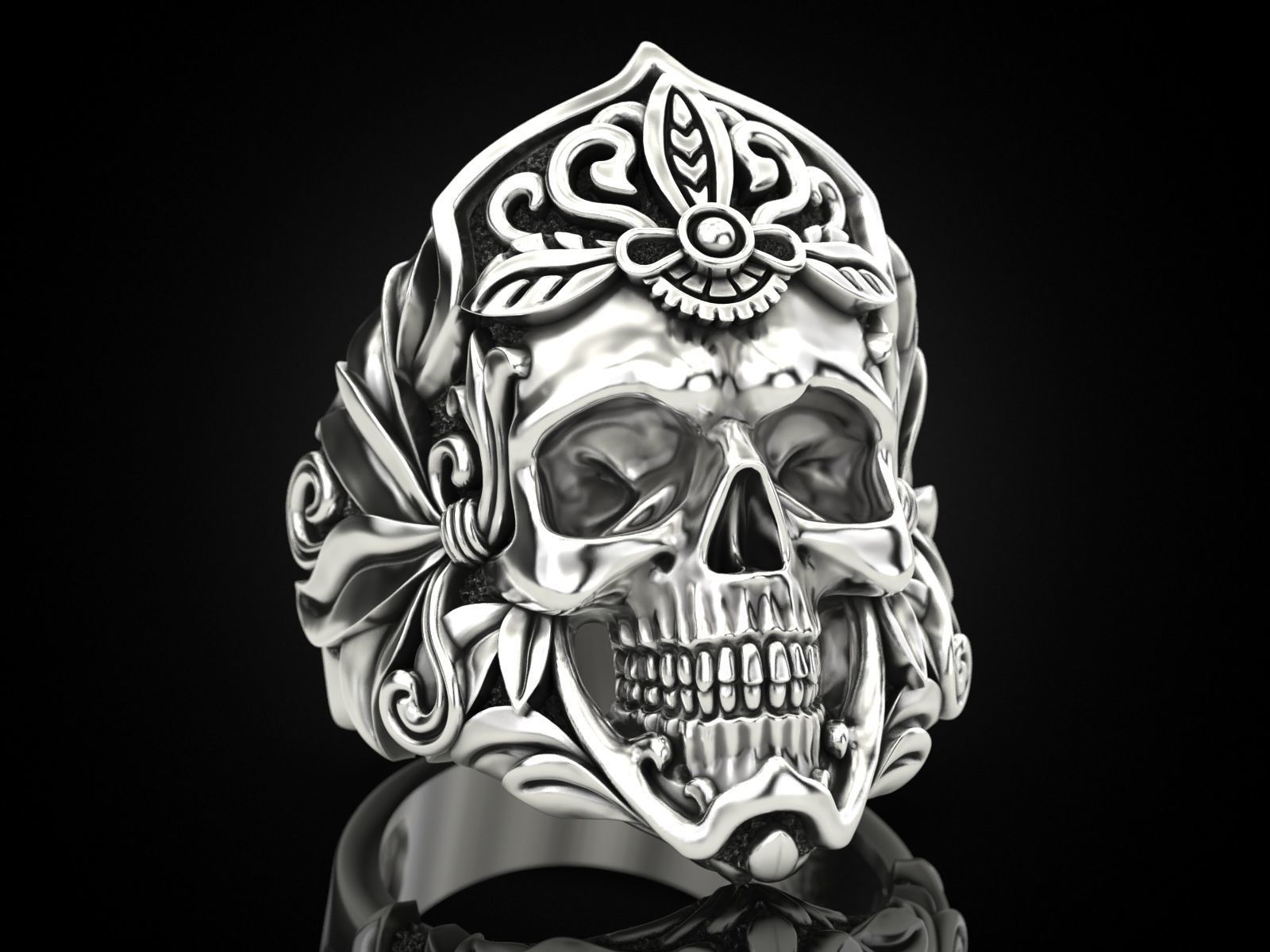 MORIOR INVICTUS Skull Ring 3D print model_12