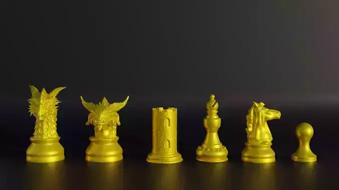 Dragons Figure Chess Set -  8 Different Pieces 3D print model