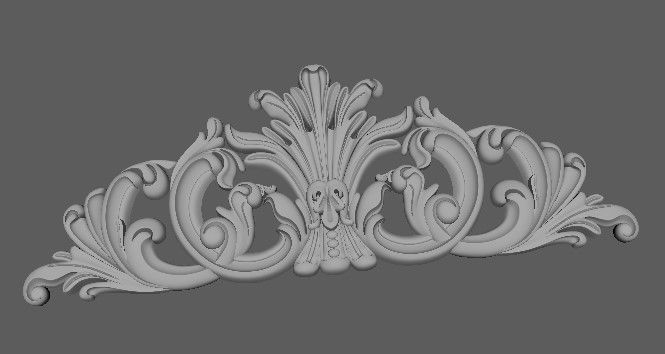 Central decor ornament for furniture 3D model_2