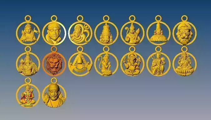 hindu god lockets jewelry gold  silver