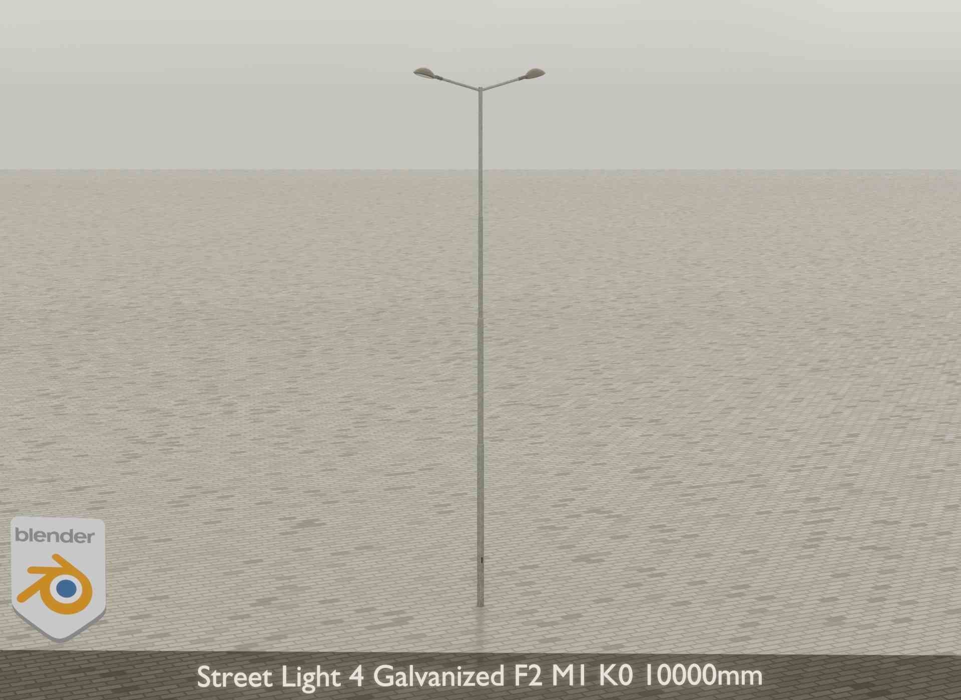 Street Light 4 Galvanized F2 M1 K0 10000mm Low-poly 3D model_38