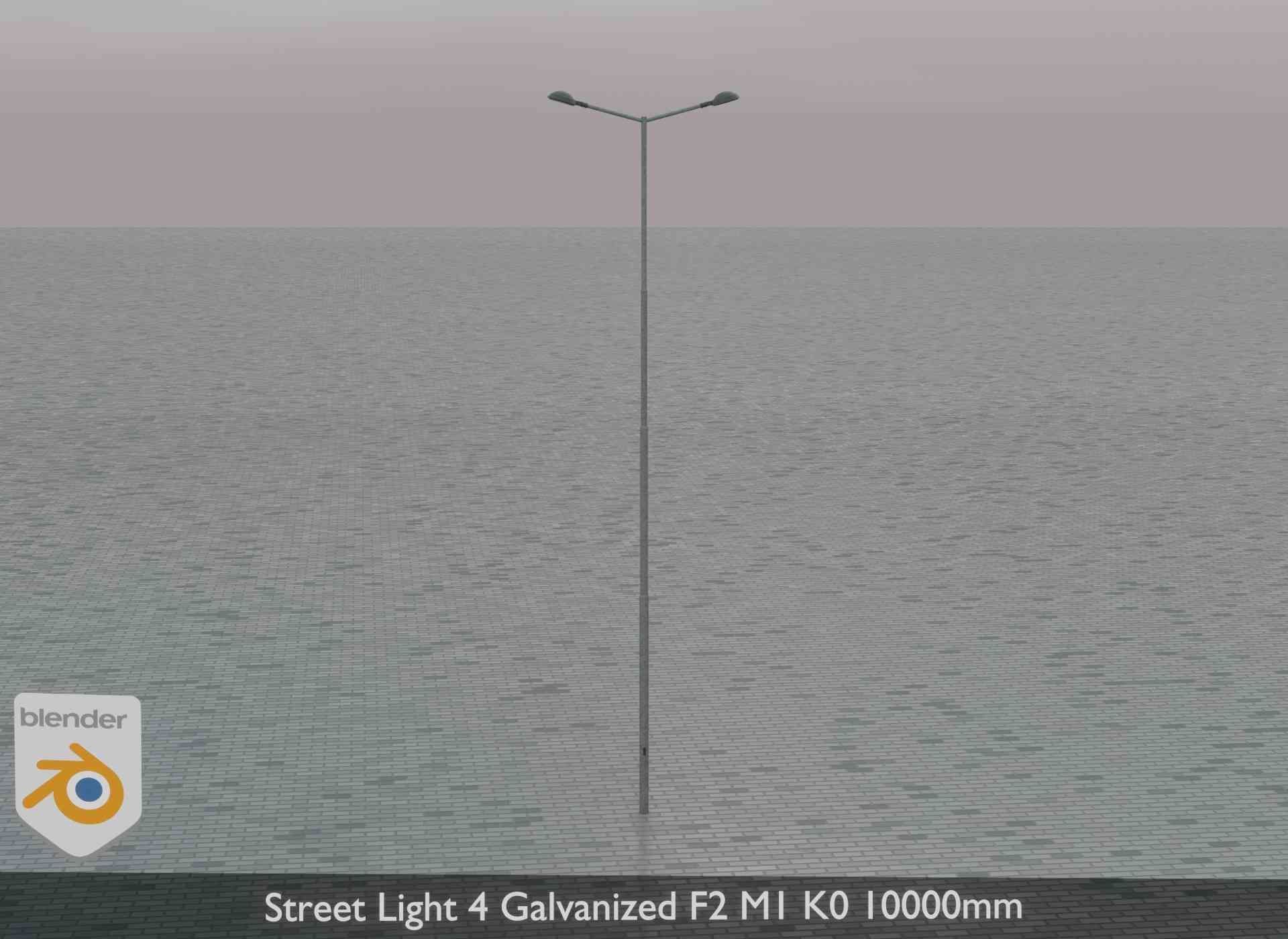 Street Light 4 Galvanized F2 M1 K0 10000mm Low-poly 3D model_80