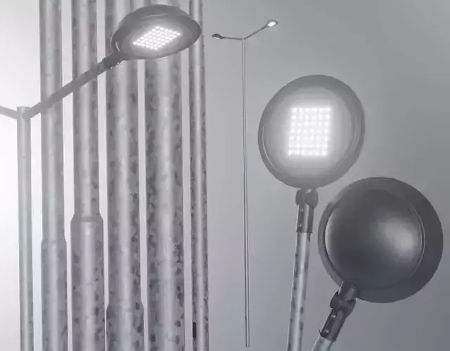 Street Light 4 Galvanized F2 M1 K0 10000mm Low-poly 3D model