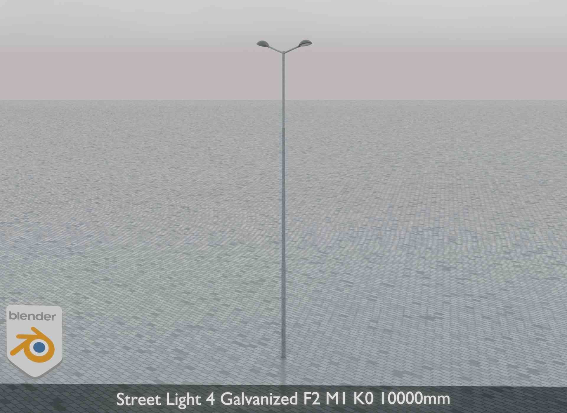 Street Light 4 Galvanized F2 M1 K0 10000mm Low-poly 3D model_7