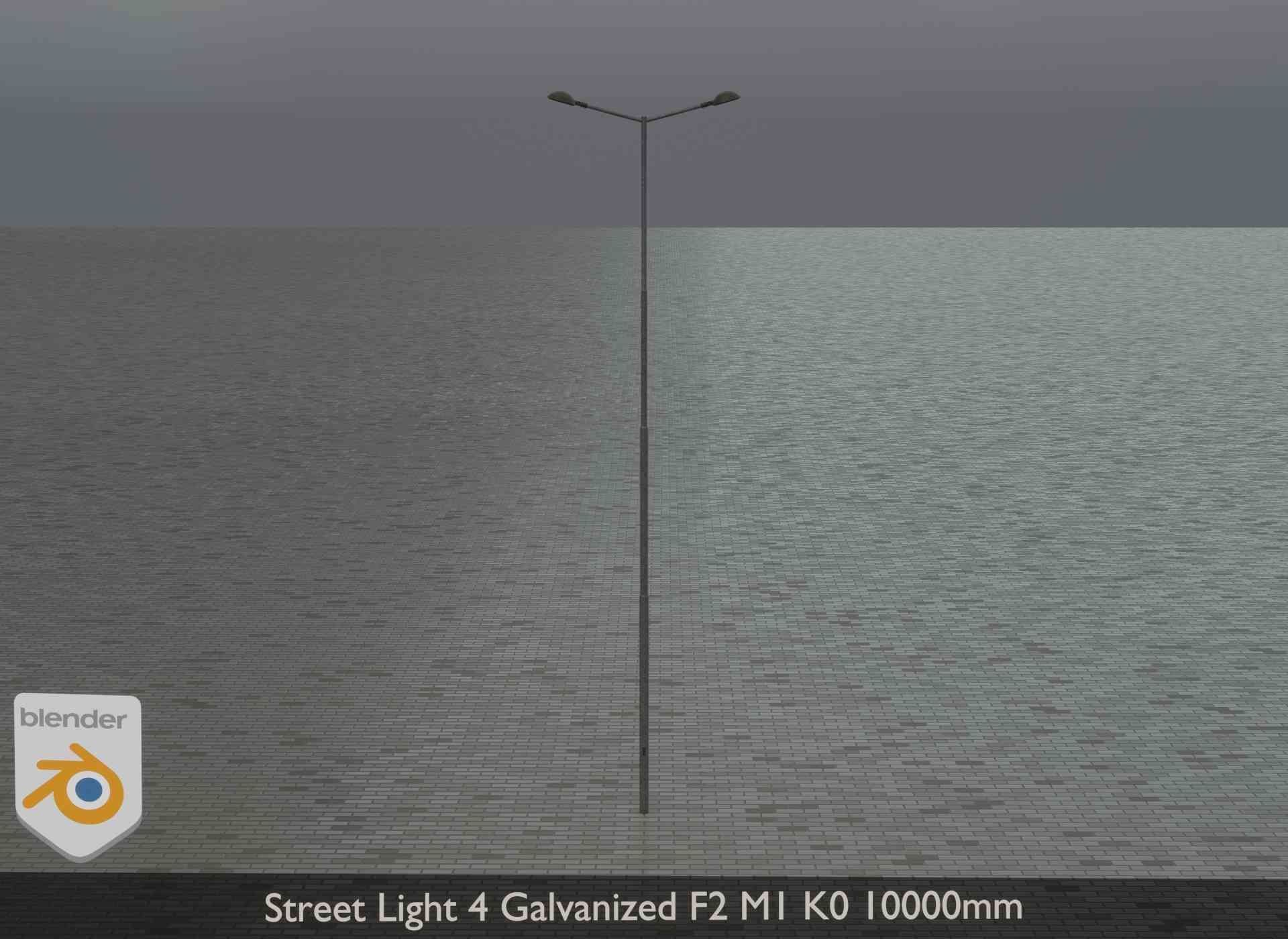 Street Light 4 Galvanized F2 M1 K0 10000mm Low-poly 3D model_21