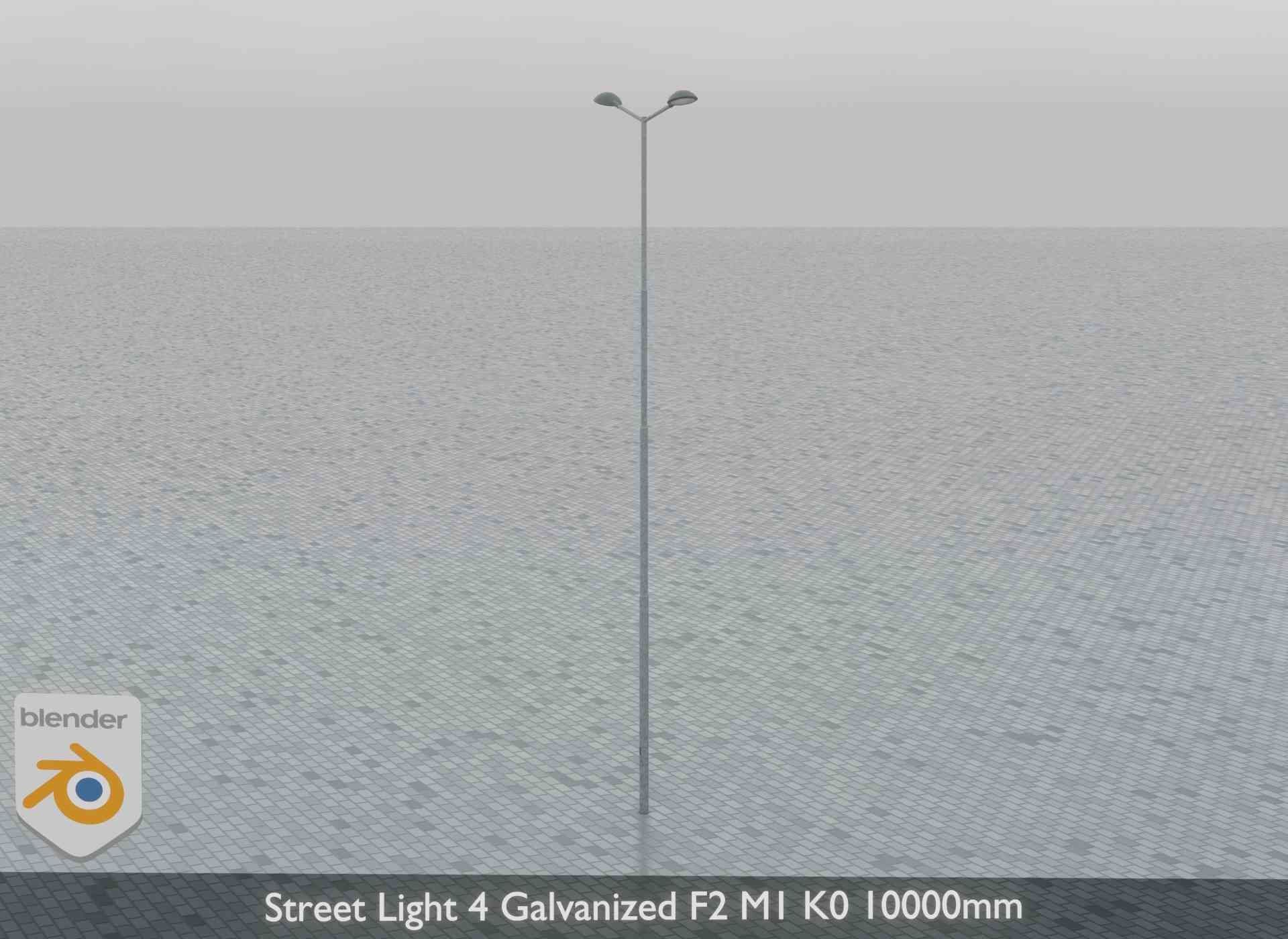Street Light 4 Galvanized F2 M1 K0 10000mm Low-poly 3D model_8