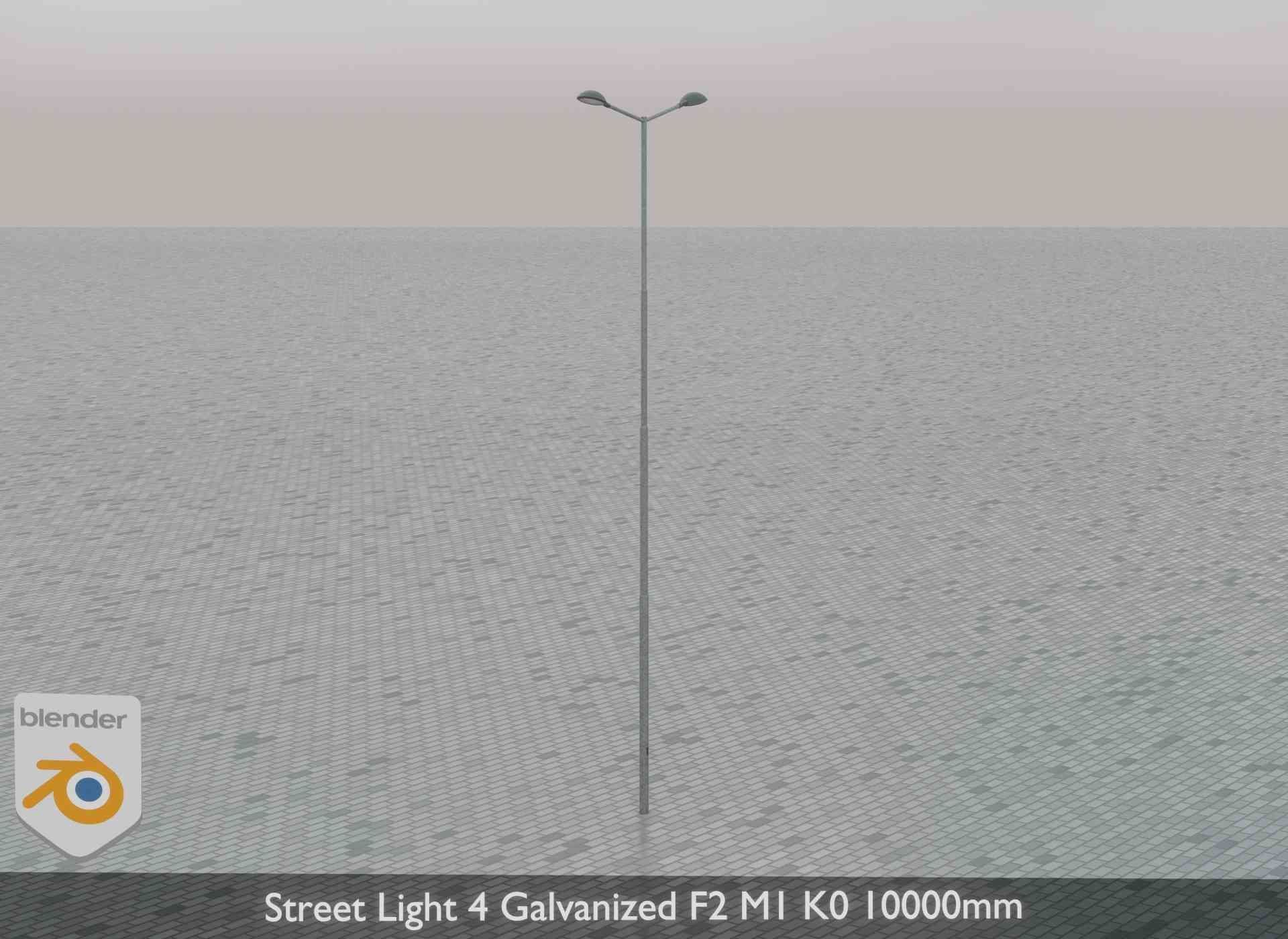 Street Light 4 Galvanized F2 M1 K0 10000mm Low-poly 3D model_75