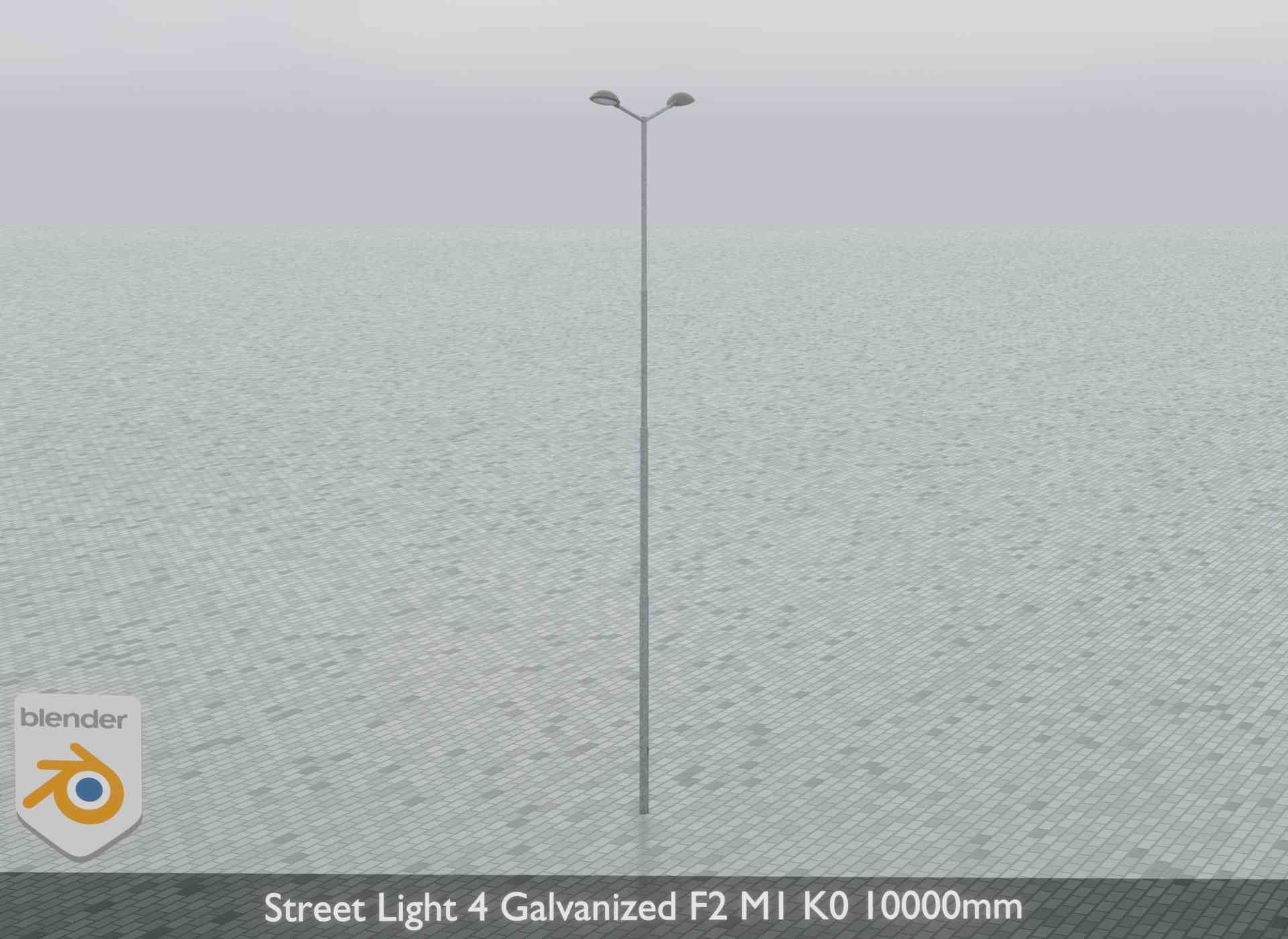 Street Light 4 Galvanized F2 M1 K0 10000mm Low-poly 3D model_14