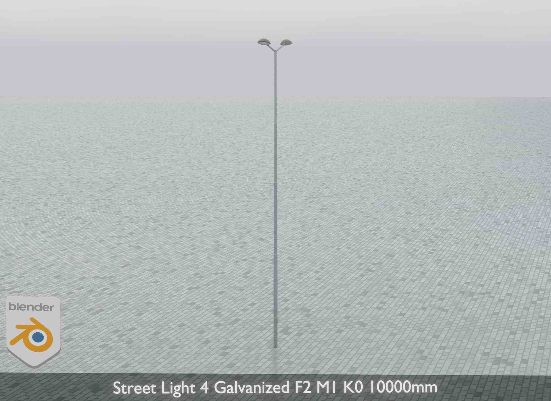 Street Light 4 Galvanized F2 M1 K0 10000mm Low-poly 3D model_13