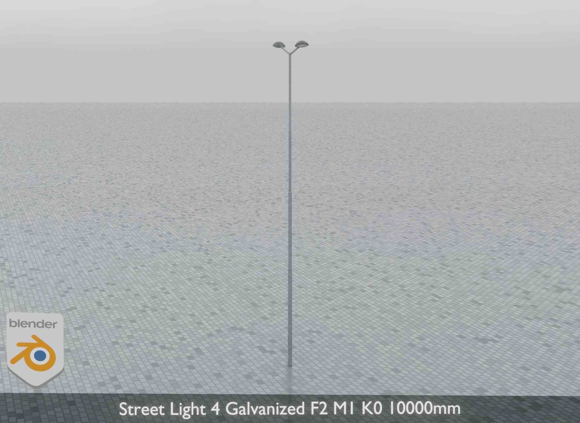 Street Light 4 Galvanized F2 M1 K0 10000mm Low-poly 3D model_9