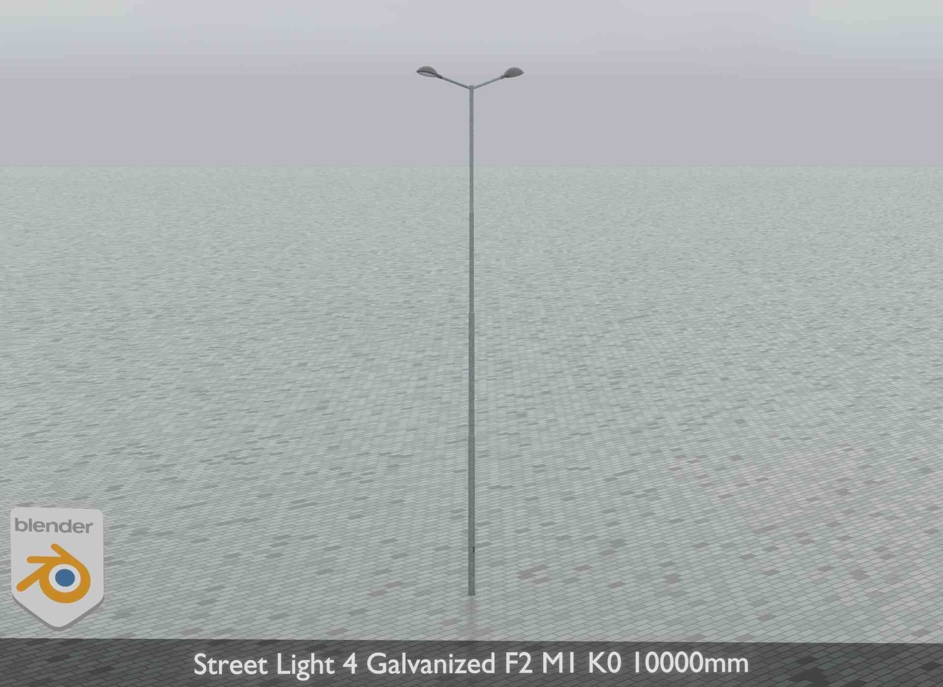 Street Light 4 Galvanized F2 M1 K0 10000mm Low-poly 3D model_16