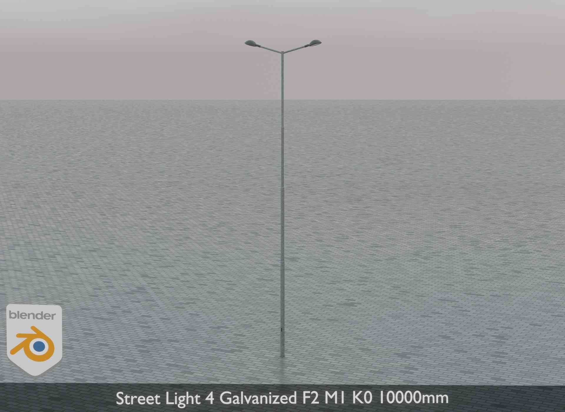 Street Light 4 Galvanized F2 M1 K0 10000mm Low-poly 3D model_4