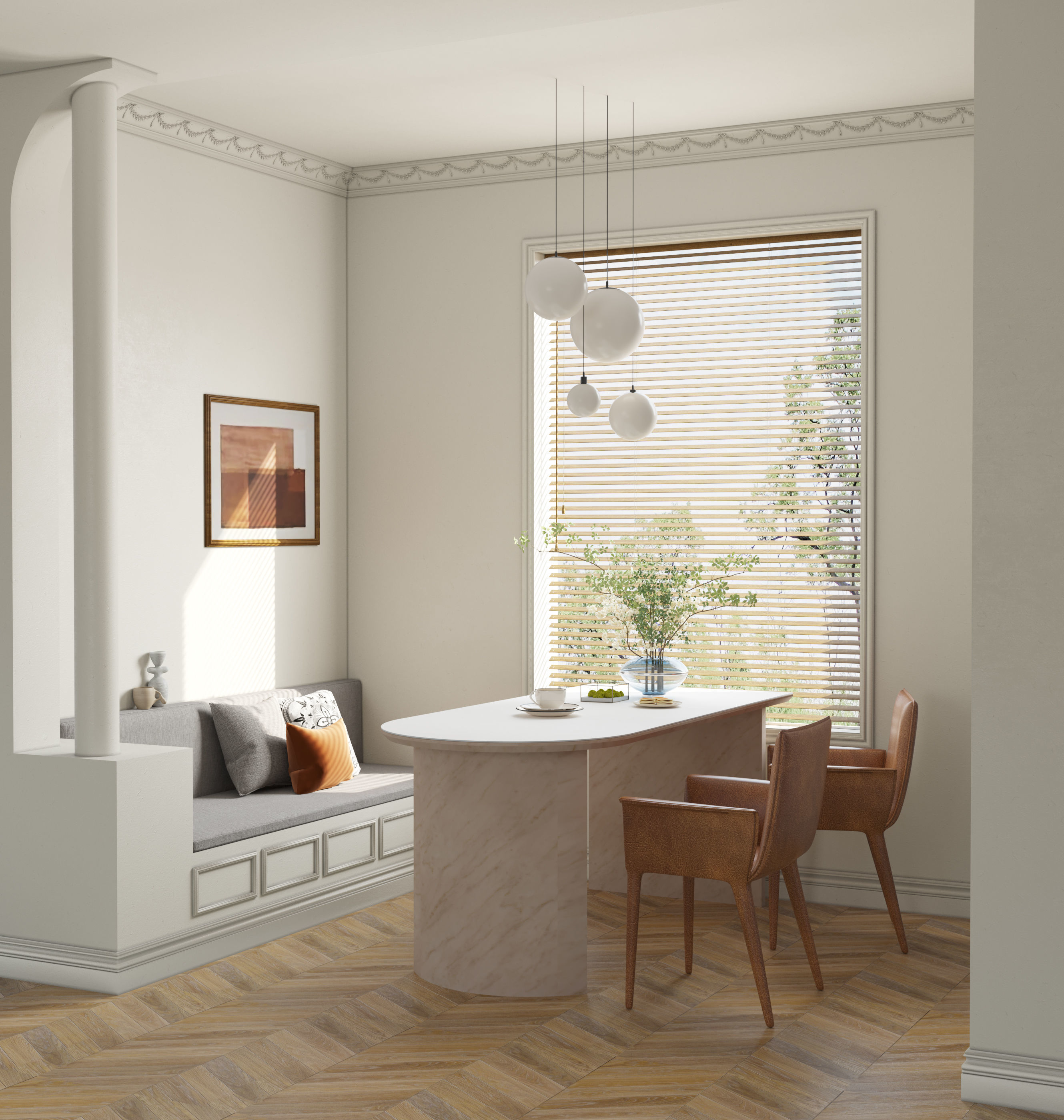 Mid Century interior scene 3D model 3D model_1