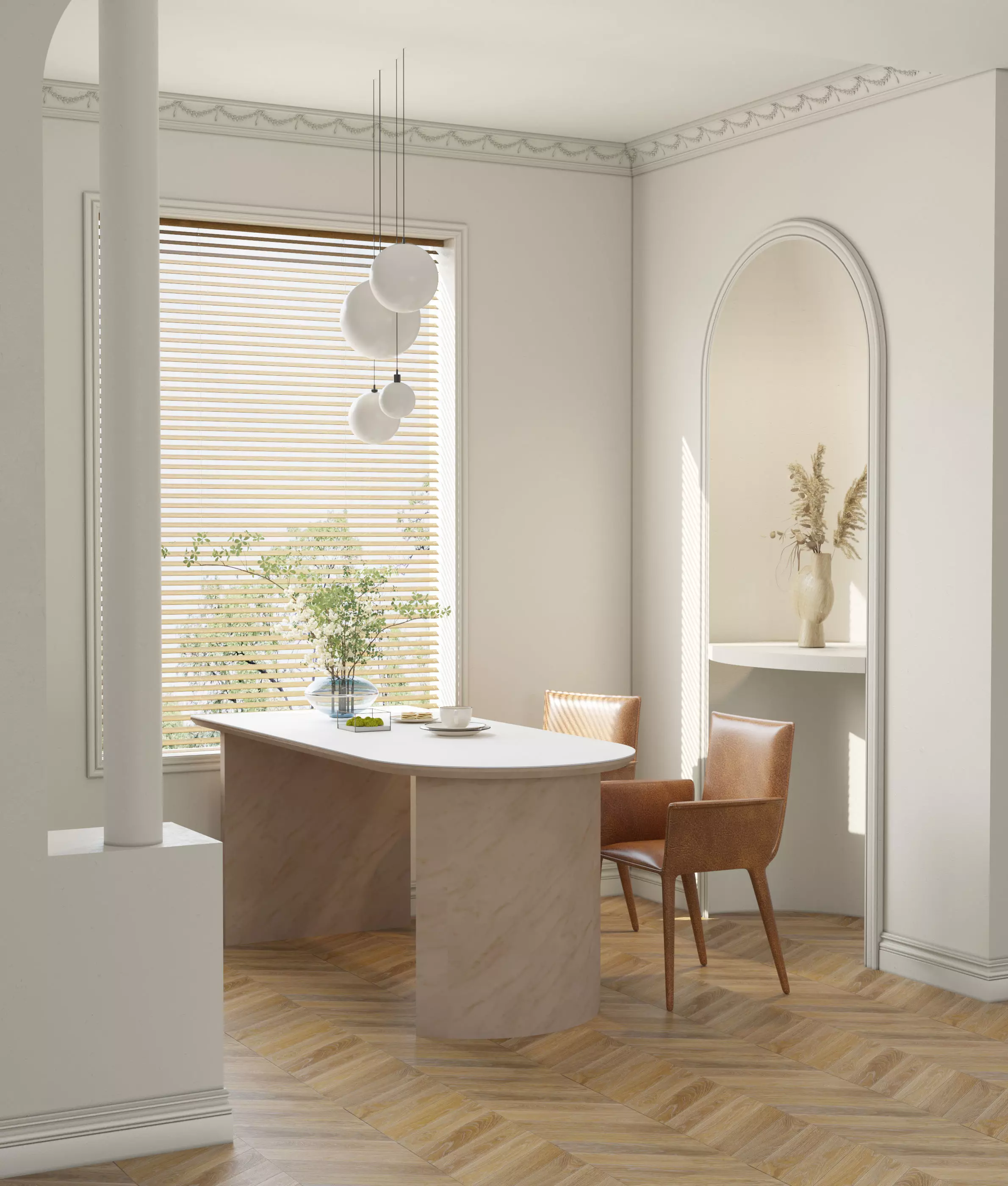 Mid Century interior scene 3D model 3D model_0