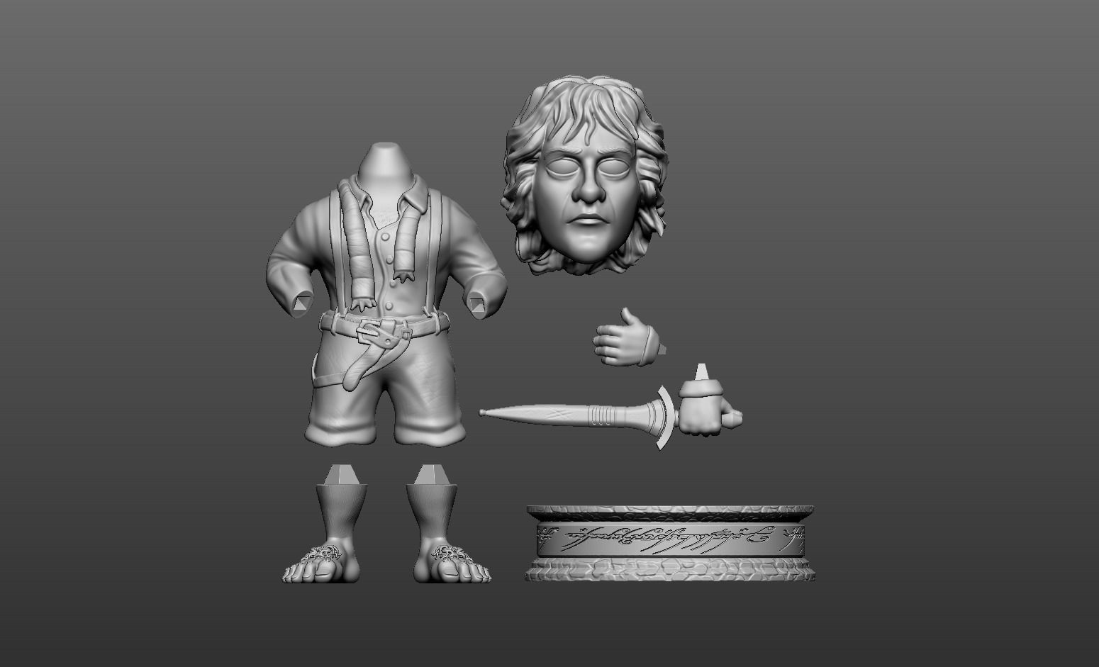 LotR- Fellowship of the Ring Cartoon Figure Collection 3D print model_18