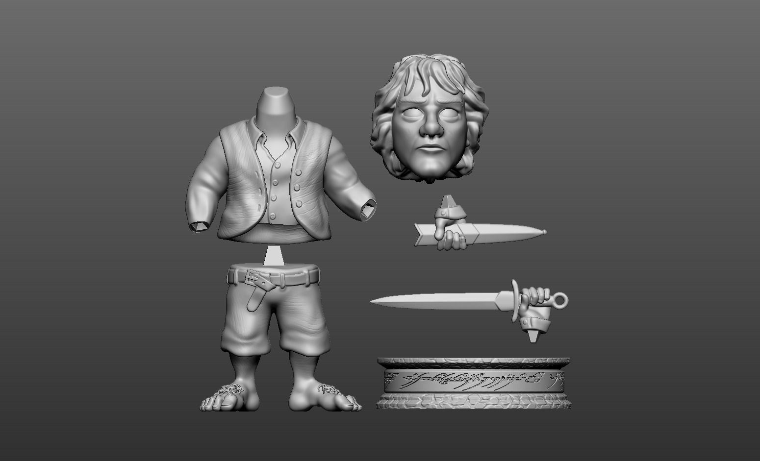 LotR- Fellowship of the Ring Cartoon Figure Collection 3D print model_17