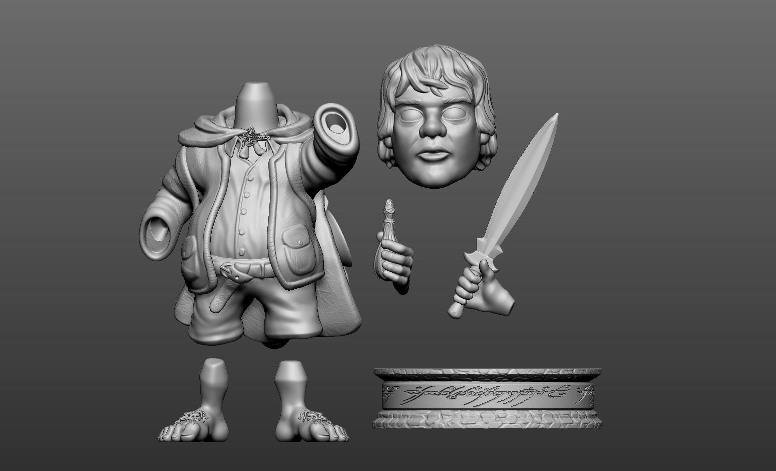 LotR- Fellowship of the Ring Cartoon Figure Collection 3D print model_19