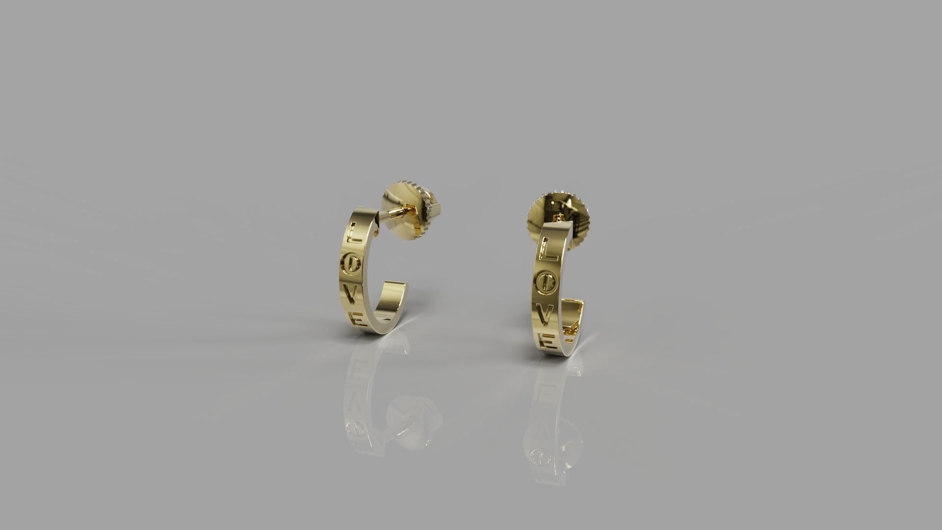 Small love Earrings 3D print model_2