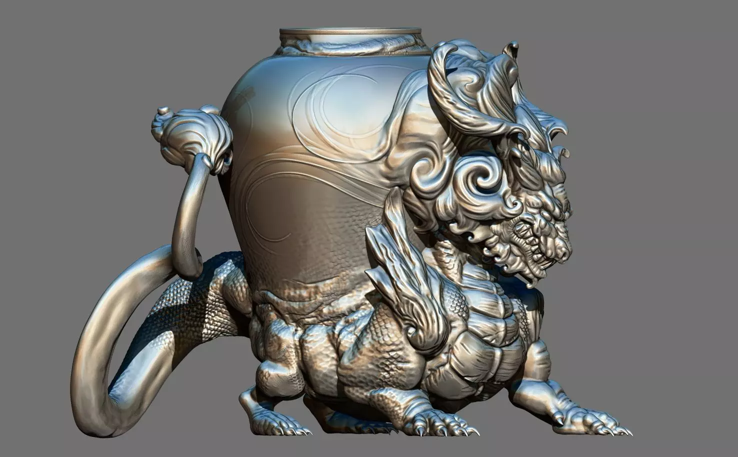 Chinese-dragon pot 3D print model_0