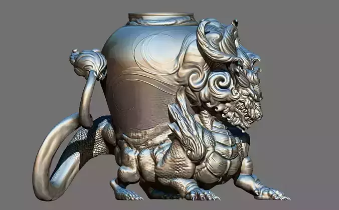 Chinese-dragon pot 3D print model Chinese-dragon pot 3D print model