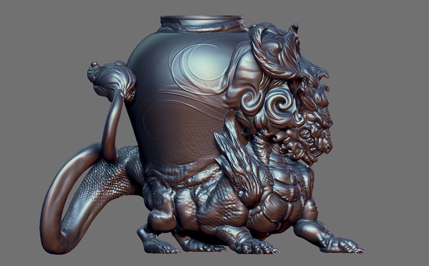 Chinese-dragon pot 3D print model_11