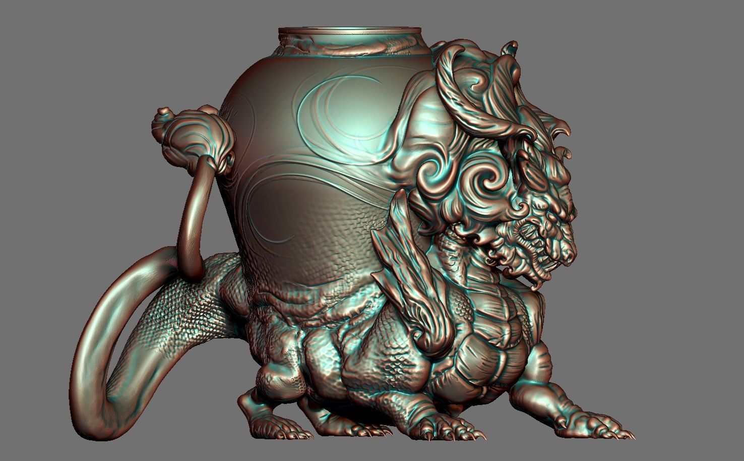 Chinese-dragon pot 3D print model_13