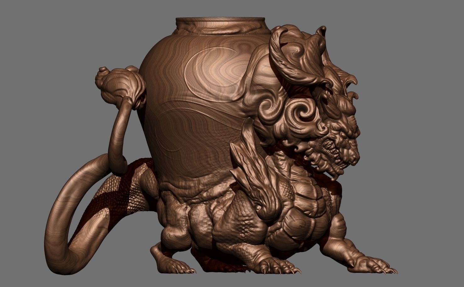 Chinese-dragon pot 3D print model_9