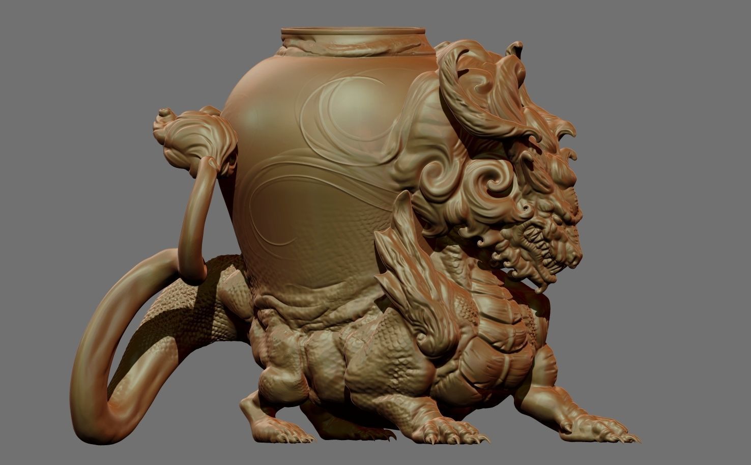 Chinese-dragon pot 3D print model_1