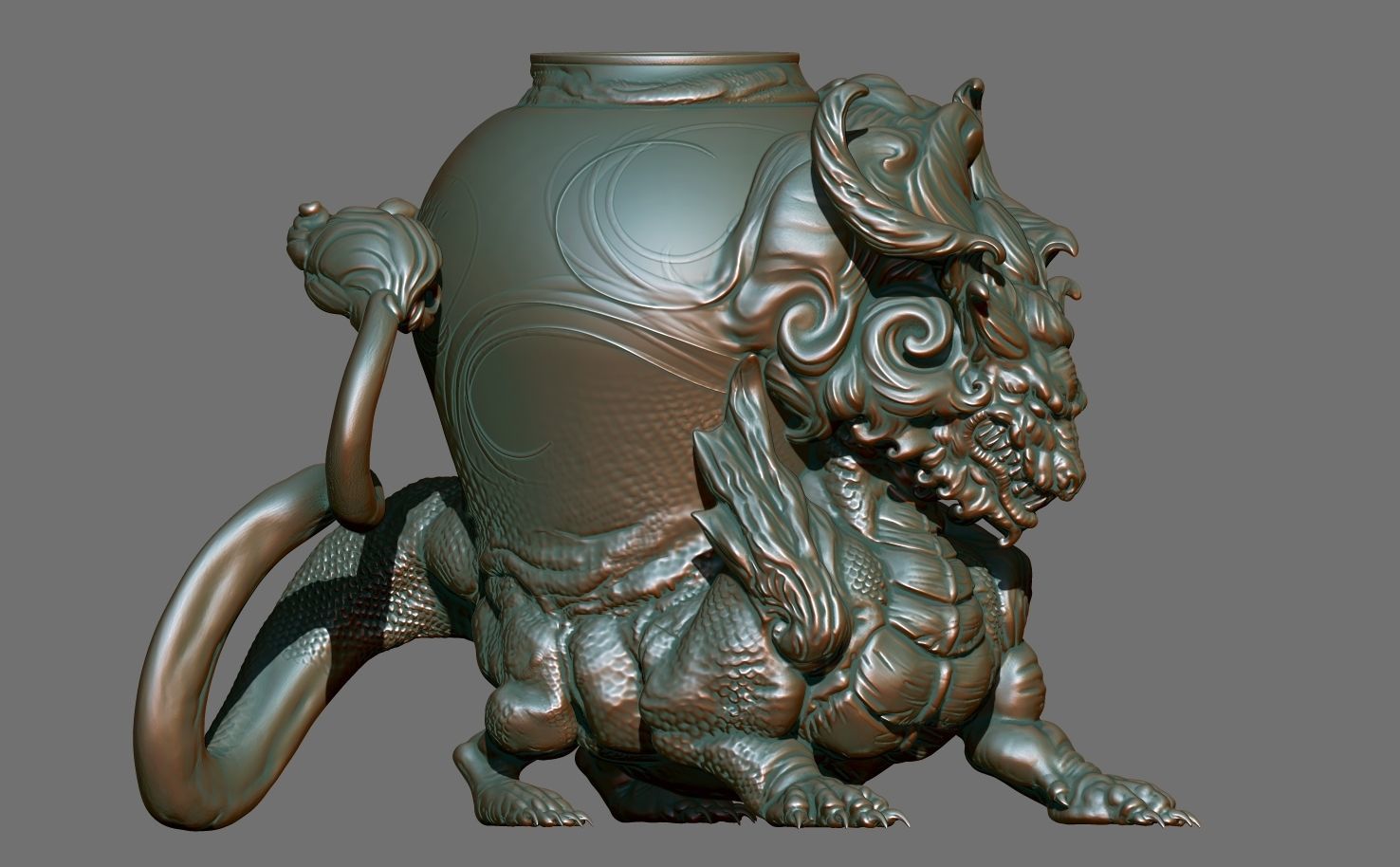 Chinese-dragon pot 3D print model_12