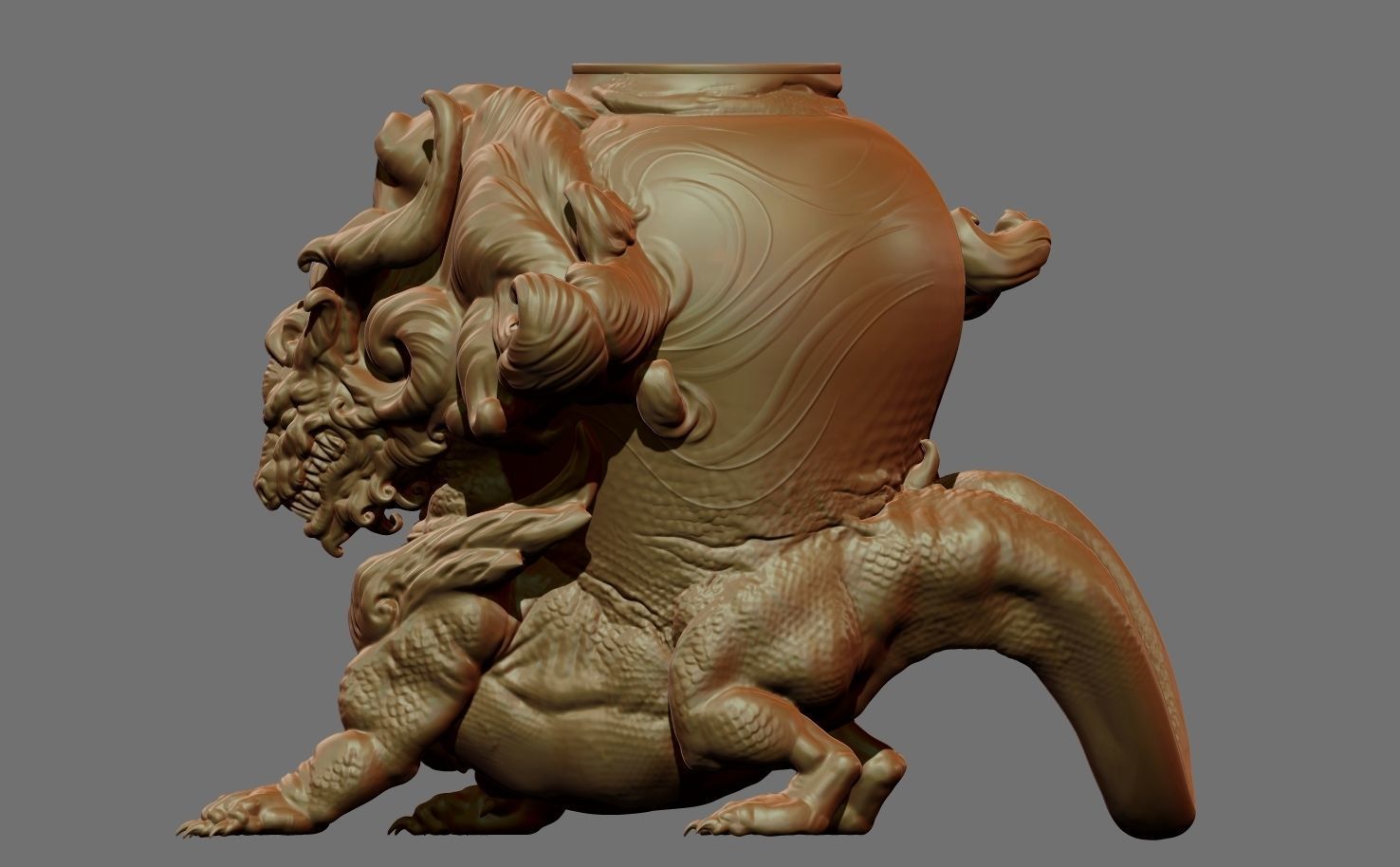 Chinese-dragon pot 3D print model_3