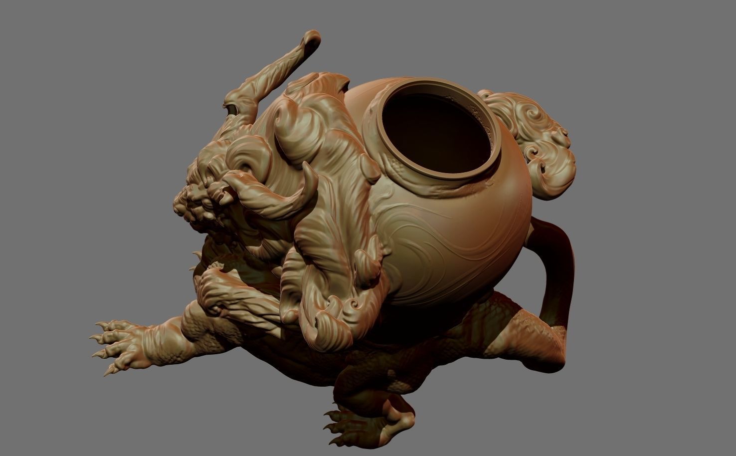 Chinese-dragon pot 3D print model_4