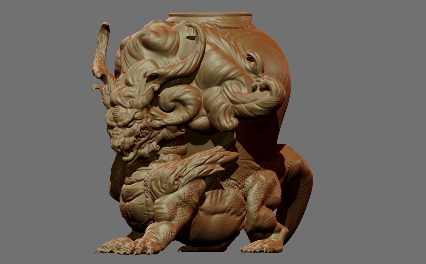 Chinese-dragon pot 3D print model_2