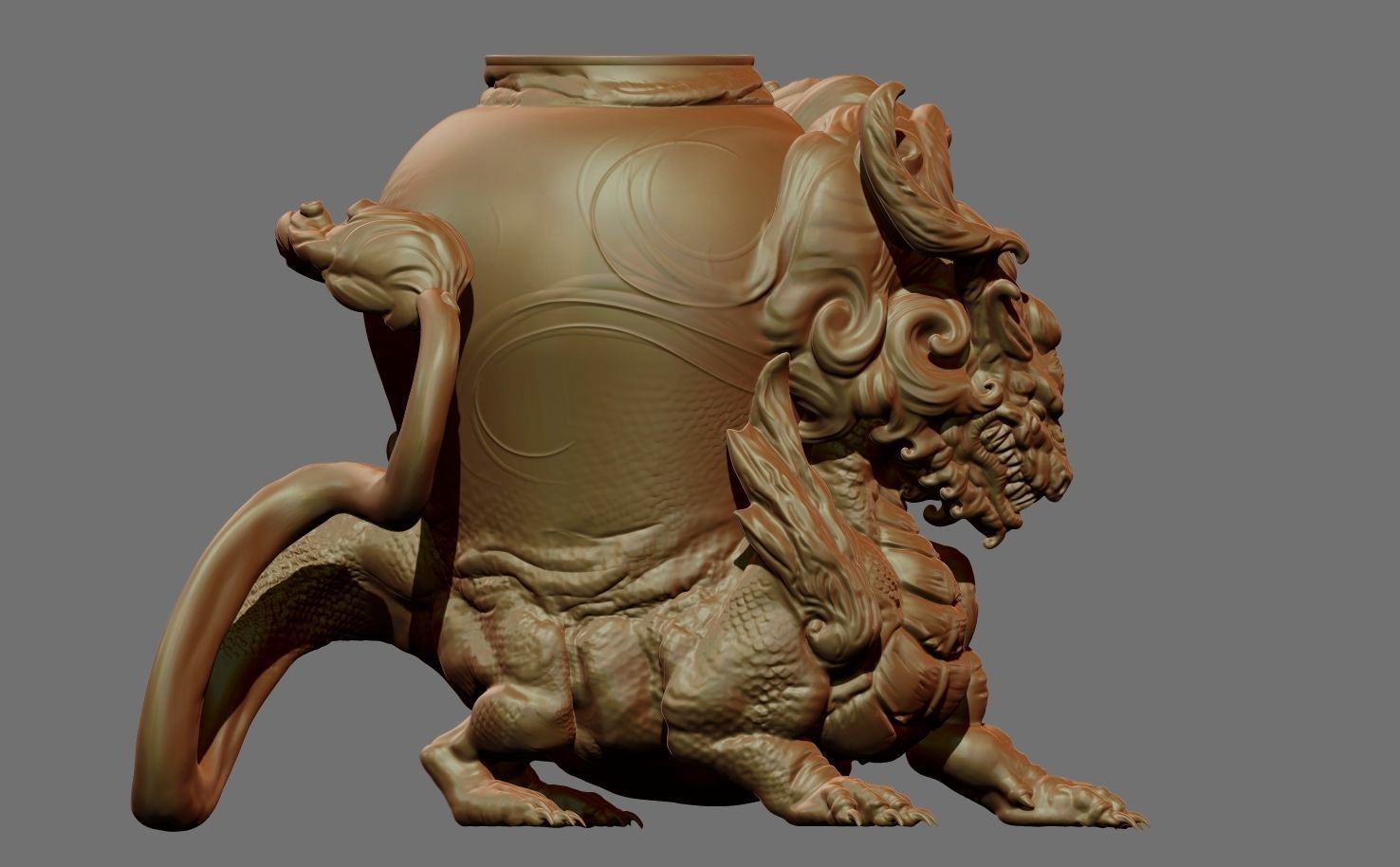 Chinese-dragon pot 3D print model_7