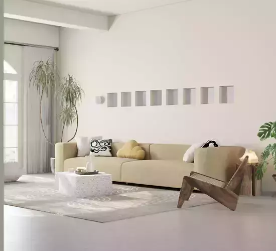 Mid Century interior scene 3D model