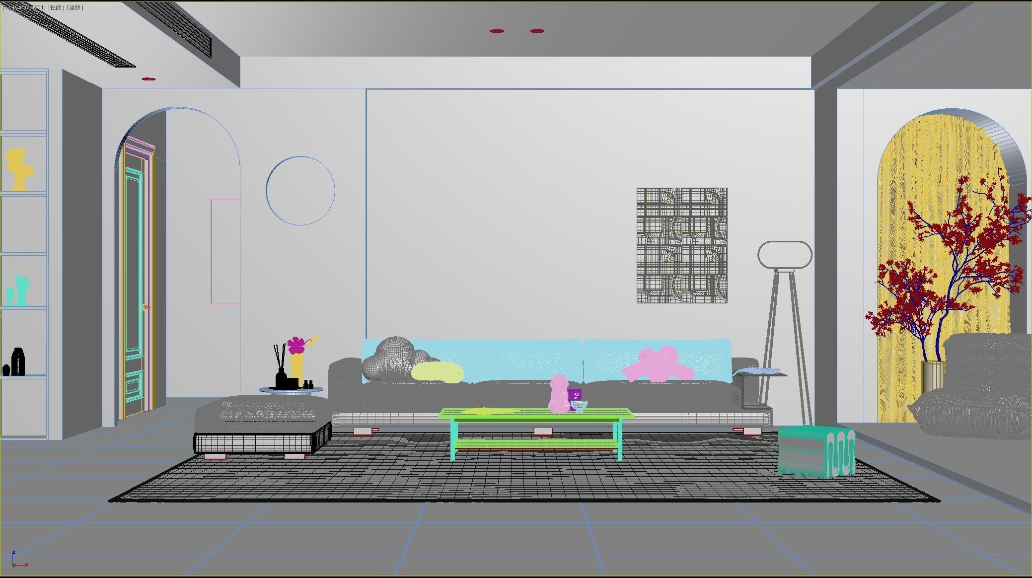 Mid Century interior scene 3D model 3D model_7