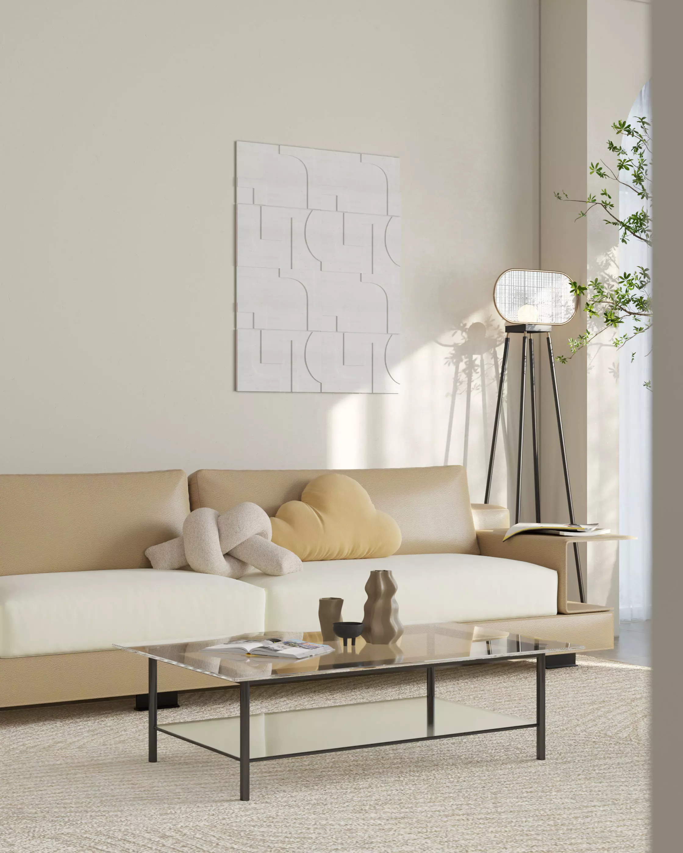 Mid Century interior scene 3D model 3D model_0