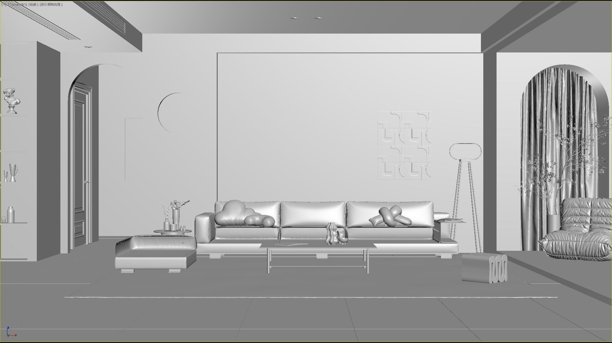 Mid Century interior scene 3D model 3D model_3