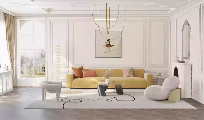 Parisian interior scene 3D model