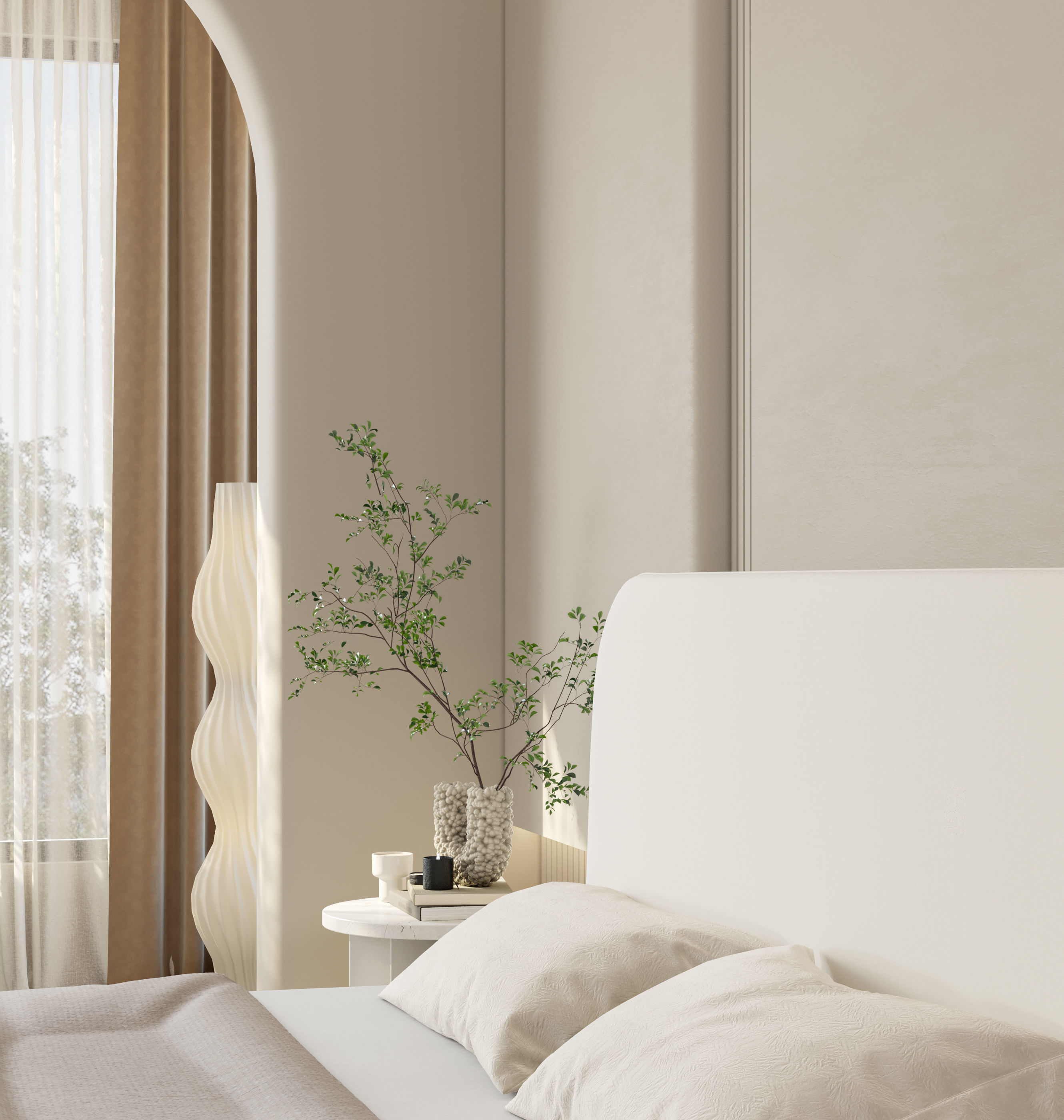Comfortable bedroom interior scene 3D model 3D model_8